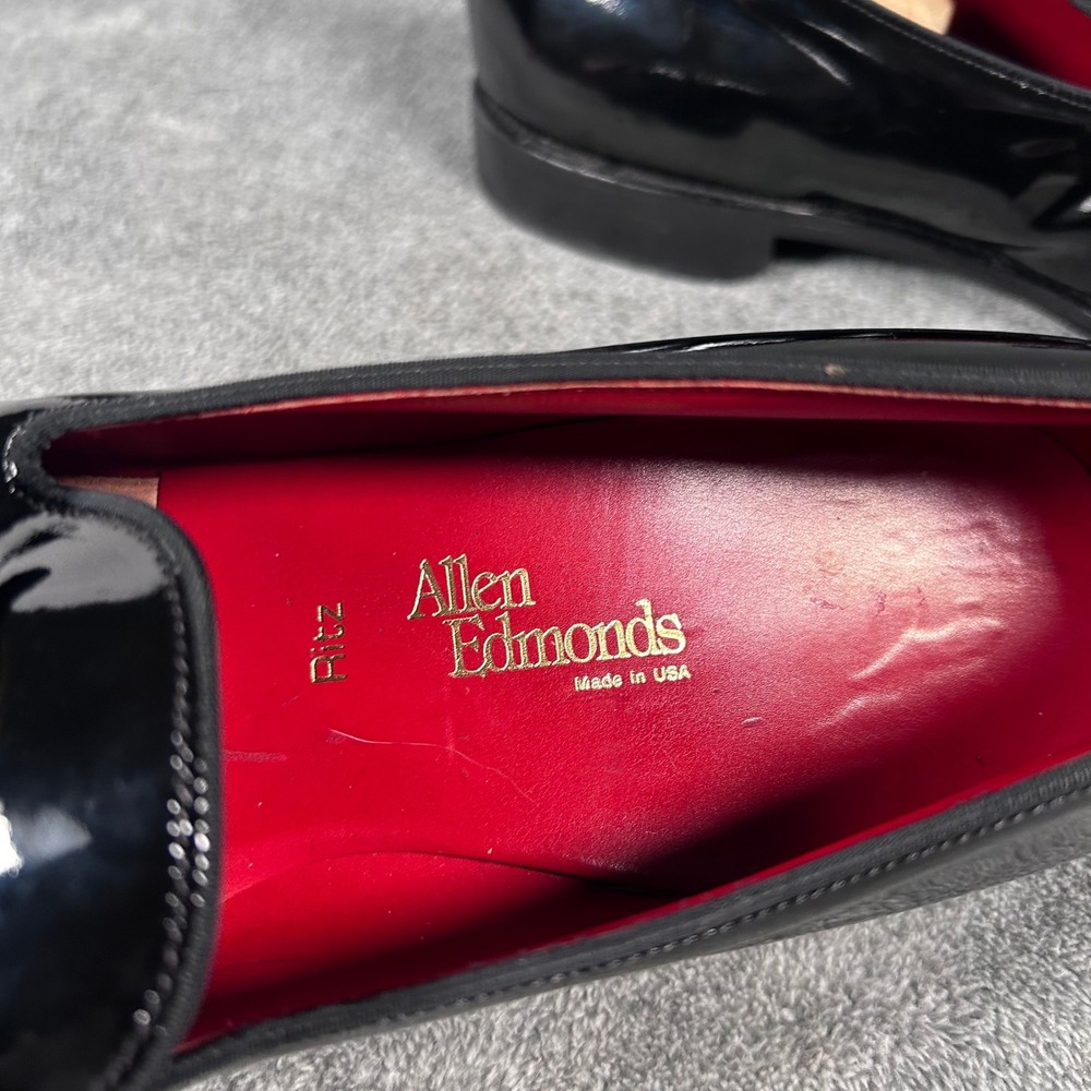 Allen Edmonds Ritz Tuxedo Bow Loafers Mens 11.5 AA Black Patent Leather USA - Picture 14 of 15